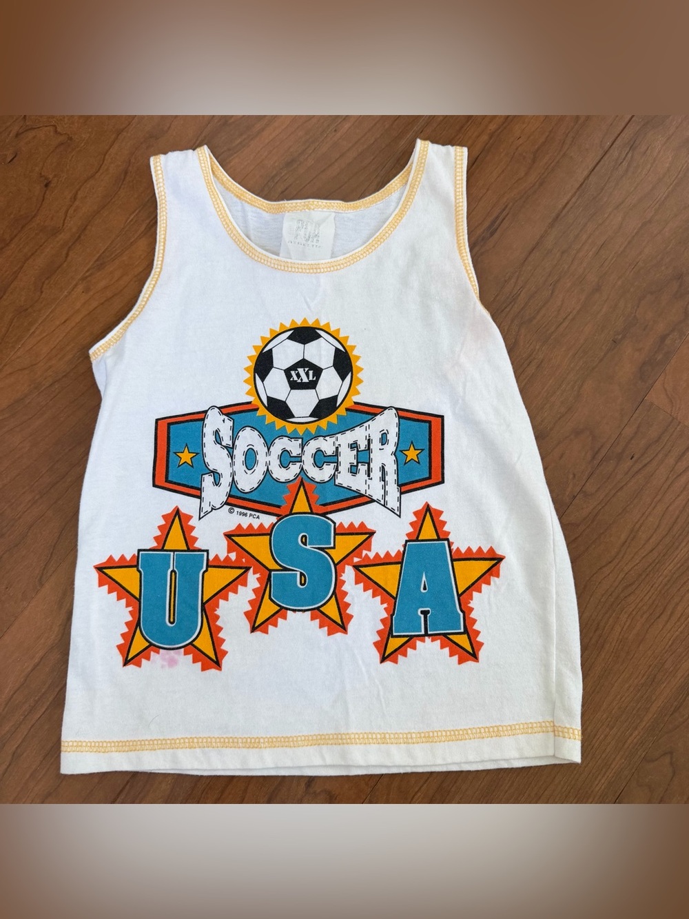 Vintage PCA Athletic Soccer‎ USA Graphics Shirt Tank Boys 90s Summer